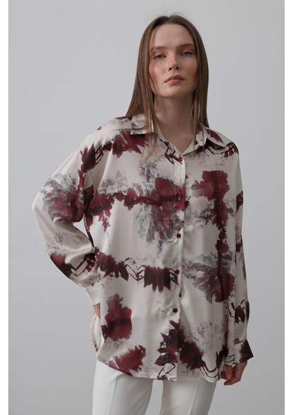 Mottisfashion Baskılı Gömlek - Bordo modelleri