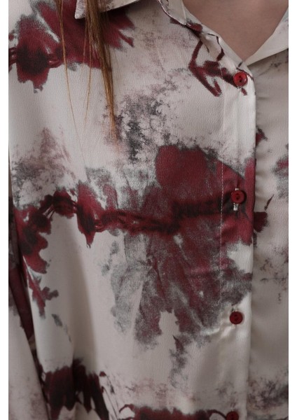 Mottisfashion Baskılı Gömlek - Bordo fırsatları