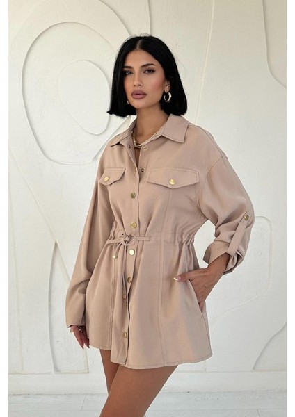 Mottisfashion Vizon Çıtçıtlı Tünelli Gömlek