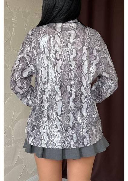 Mottisfashion Gri Işıltılı Garni Gömlek modelleri