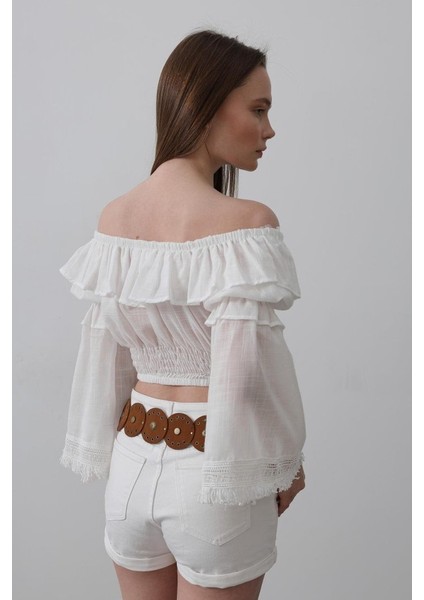 Mottisfashion Bluz - Beyaz