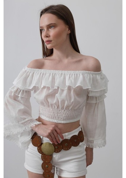 Mottisfashion Bluz - Beyaz fırsatları