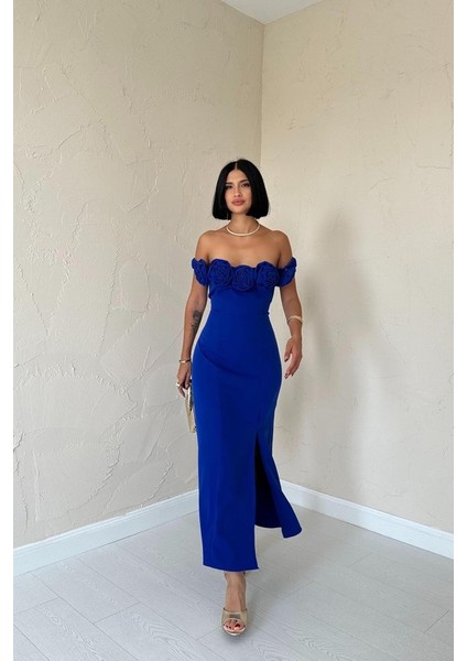 Mottisfashion Saks Madonna Yaka Güllü Elbise