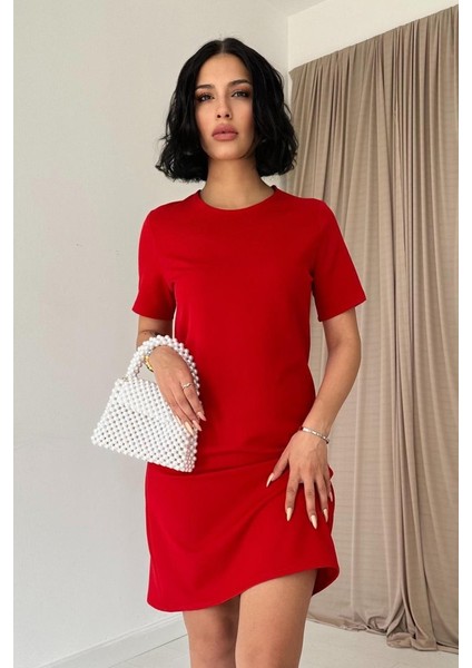 Mottisfashion Kırmızı Kısa Kol Atlas Mini Elbise fiyatları
