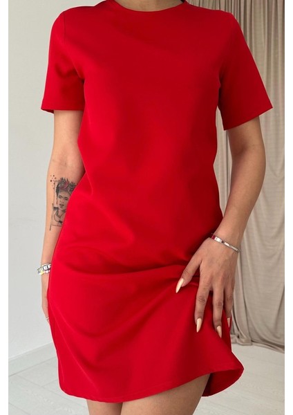 Mottisfashion Kırmızı Kısa Kol Atlas Mini Elbise modelleri