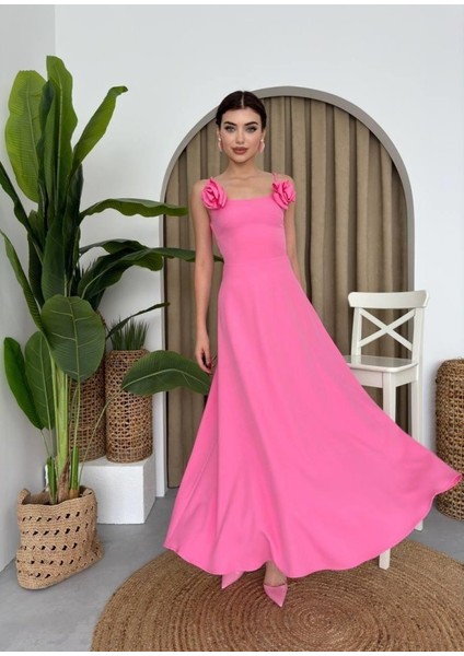 Mottisfashion Matilda Gül Ip Askılı Elbise