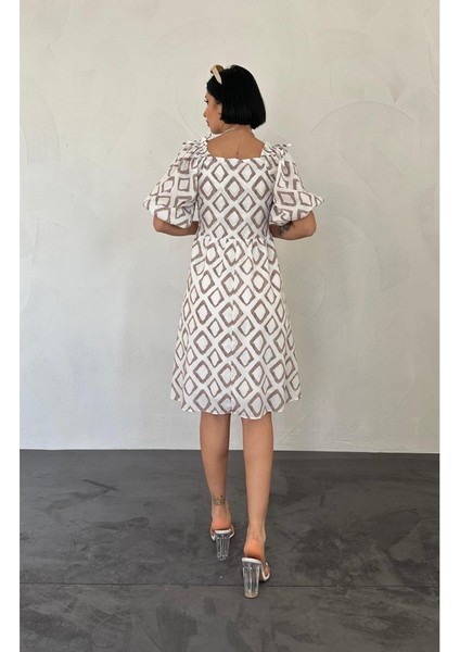 Mottisfashion Vizon Kare Desenli Yazlık Elbise modelleri