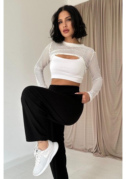 Mottisfashion Siyah Pensli Lastik Detaylı Pantolon fiyatları