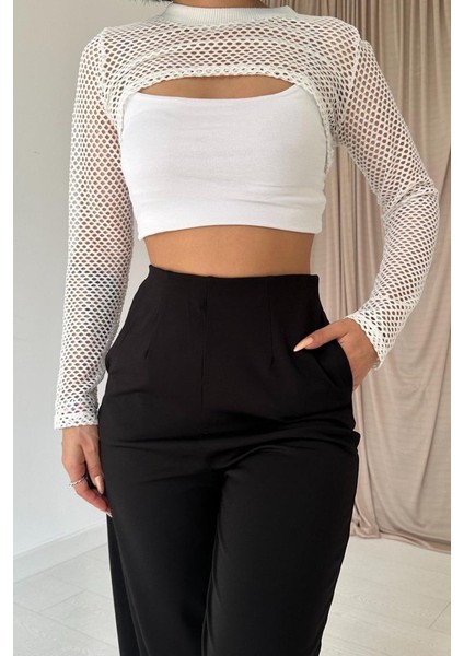 Mottisfashion Siyah Pensli Lastik Detaylı Pantolon modelleri
