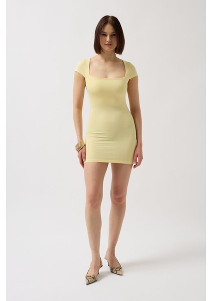 Mottisfashion Pencere Detay Mini Dekolte Elbise