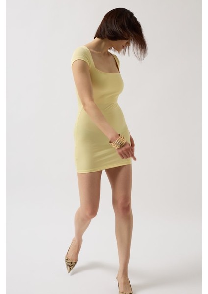 Mottisfashion Pencere Detay Mini Dekolte Elbise