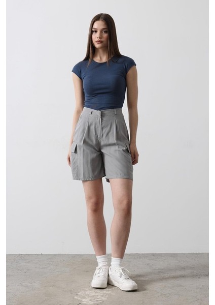Mottisfashion Cargo Cepli Şort - Gri indirimleri