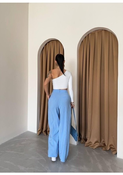 Mottisfashion Pile ve Cep Kapak Deyalı Salaş Pantolon - Mavi fırsatları