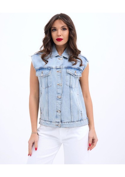 Mottisfashion 6822 Kot Yelek-Açık Mavi fiyatları