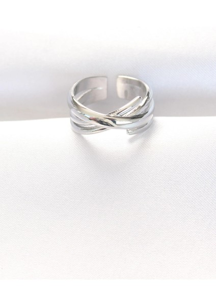 Kalın Silver Renk Ayarlanabilir Yüzük