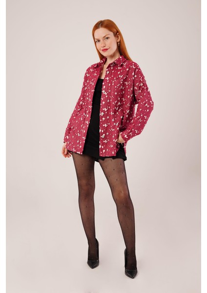 Mottisfashion Eskitme Görünümlü Denim Bordo Gömlek fiyatları