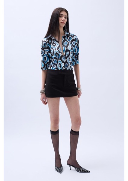 Mottisfashion Desenli Saten Gömlek