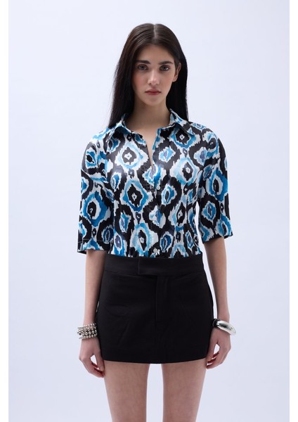 Mottisfashion Desenli Saten Gömlek
