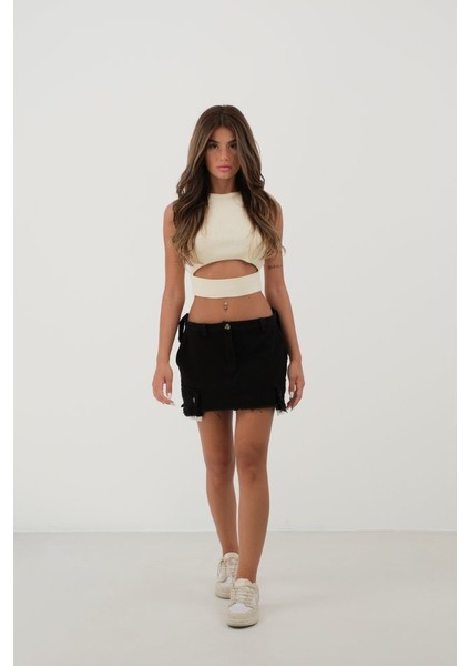 Mottisfashion Pencere Detay Triko Bluz