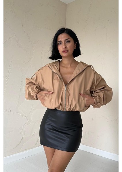 Mottisfashion Vizon Kısa Fermuarlı Bomber Ceket