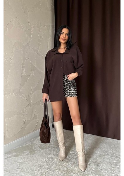 Mottisfashion Kahverengi Salaş Gömlek fırsatları