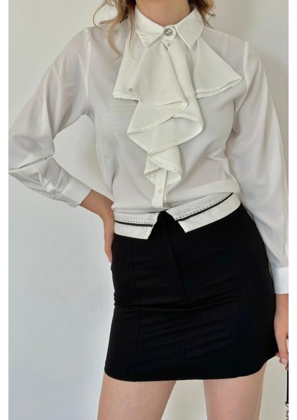 Mottisfashion Siyah Kemeri Bilyeli Mini Etek fiyatları