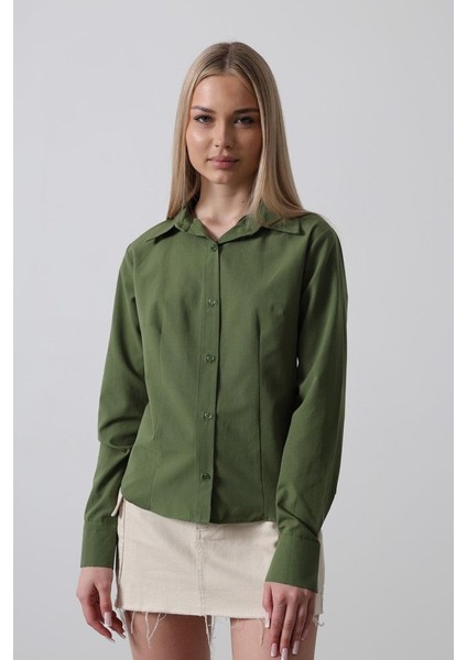 Mottisfashion Basic Gömlek - Koyu Haki indirimleri
