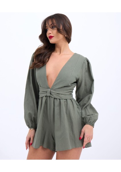 Mottisfashion 6528 Tulum Elbise-Haki