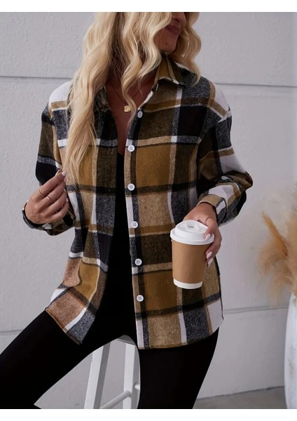 Mottisfashion Kadın Uzun Kollu Kare Desenli Önden Düğmeli Dokuma Gömlek fiyatları