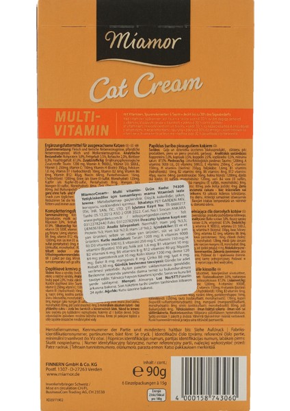 Petischo x Miamor Cat Cream Multi-Vitamin – Kedi Vitamini Krema Ödülü – 6X15 G modelleri