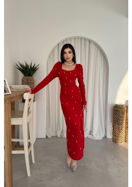 Mottisfashion Akit Inci Detaylı Elbise