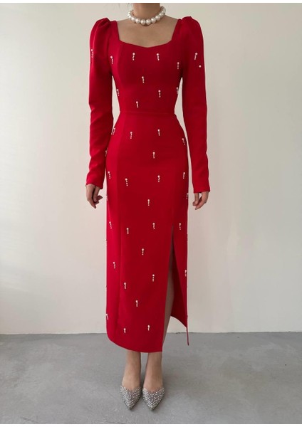 Mottisfashion Akit Inci Detaylı Elbise