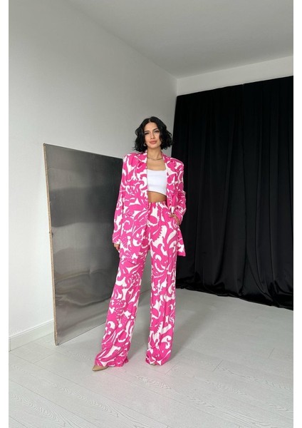 Mottisfashion Fuşya Ceket ve Pantolon Takım