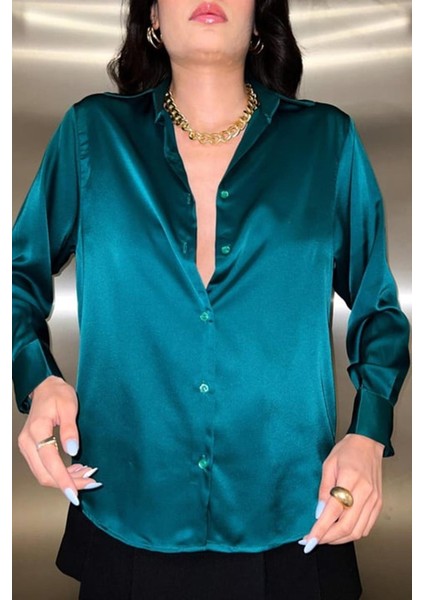 Mottisfashion Zümrüt Saten Gömlek indirimleri