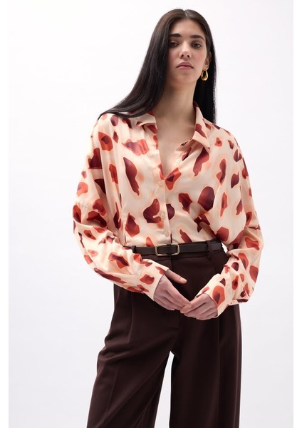 Mottisfashion Desenli Crop Gömlek