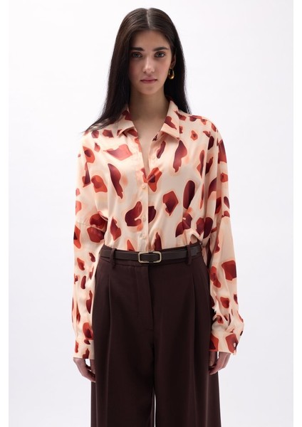 Mottisfashion Desenli Crop Gömlek