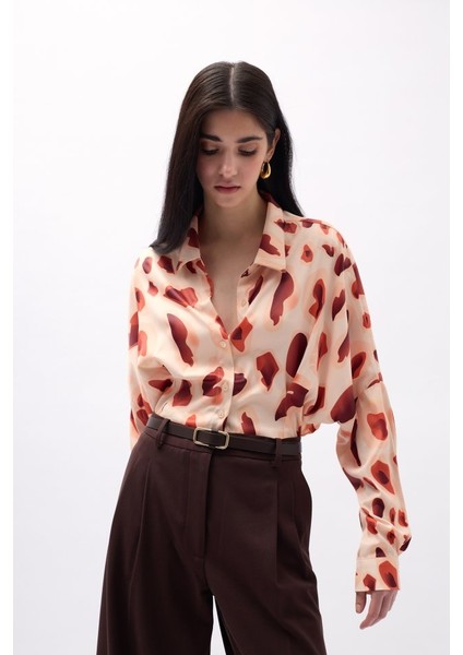 Mottisfashion Desenli Crop Gömlek
