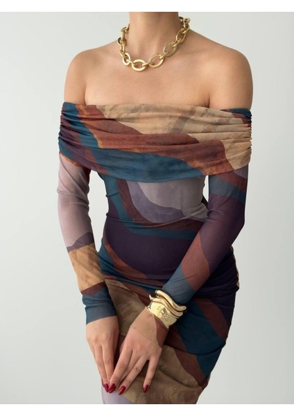 Mottisfashion Sevilla Madonna Yaka Tül Elbise fırsatları
