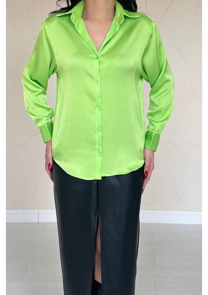 Mottisfashion Neon Saten Gömlek