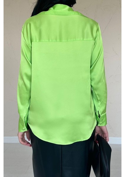 Mottisfashion Neon Saten Gömlek