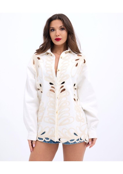 Mottisfashion 6956 Gömlek-Beyaz