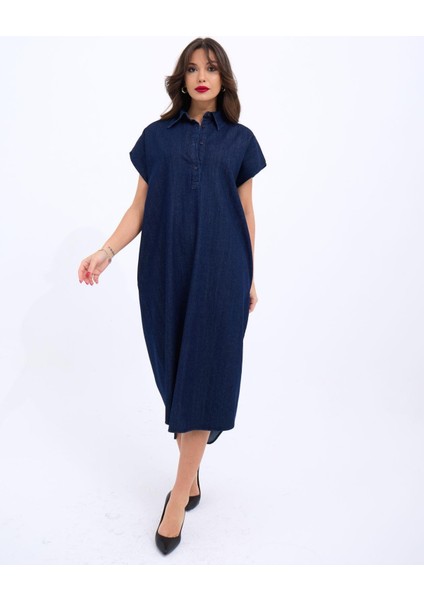 Mottisfashion 7348 Kot Elbise-Mavi indirimleri