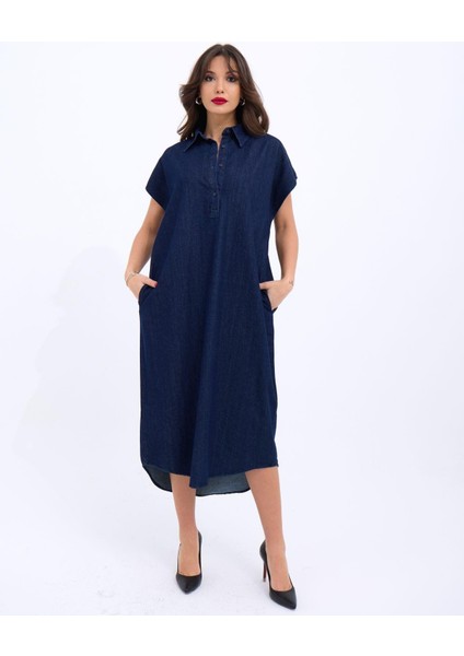 Mottisfashion 7348 Kot Elbise-Mavi