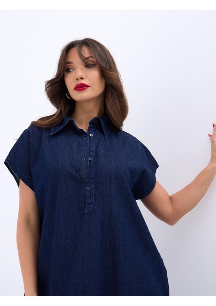 Mottisfashion 7348 Kot Elbise-Mavi