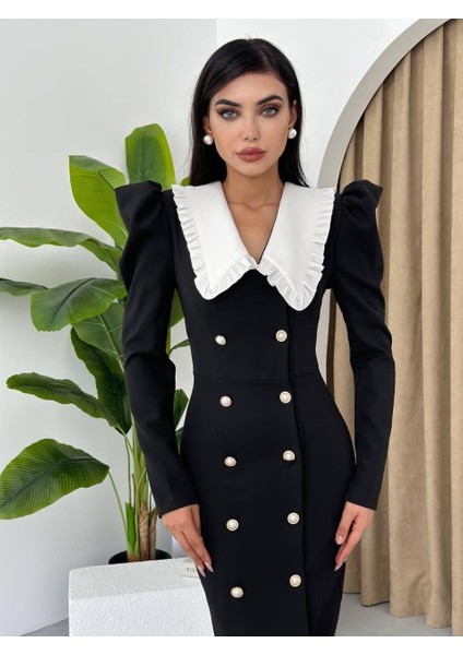 Mottisfashion Palmas Geniş Yakalı Elbise