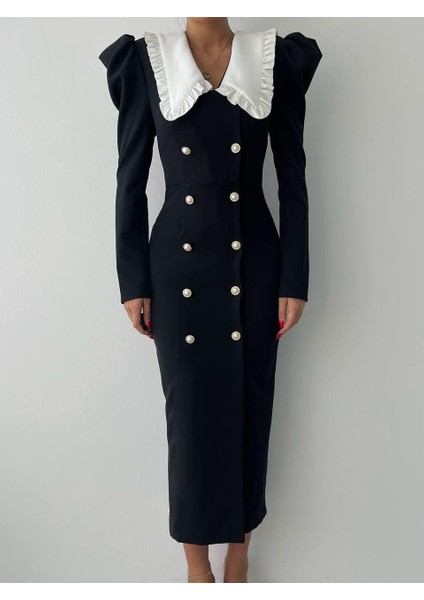 Mottisfashion Palmas Geniş Yakalı Elbise