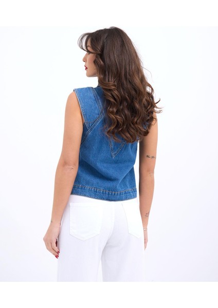 Mottisfashion 6778 Kot Yelek-Mavi fırsatları