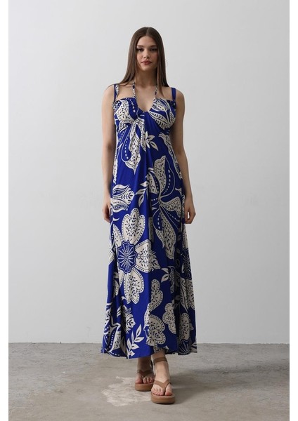 Mottisfashion Askılı Viscon Elbise - Saks