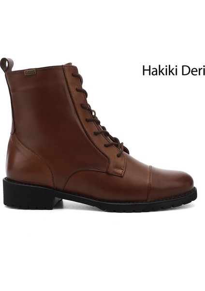 Kadın Fermuarlı Kauçuk Taban Hakiki Deri Postal Bot