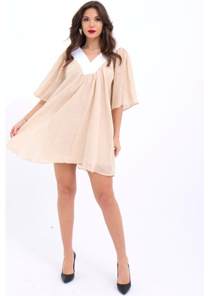 Mottisfashion 7009 Elbise-Bej fiyatları